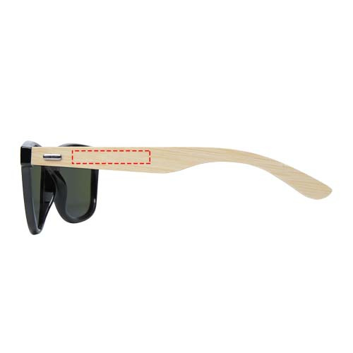 Taiyō rPET/bamboo mirrored polarized sunglasses in gift box: Logo position – left temple of the glasses