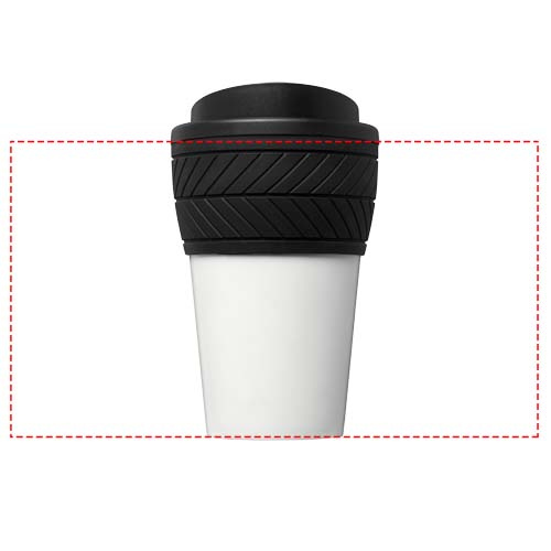 Brite-Americano® Tyre 350 ml termo puodelis su padangos rašto laikikliu: Logotipo vieta – aplink gaminį