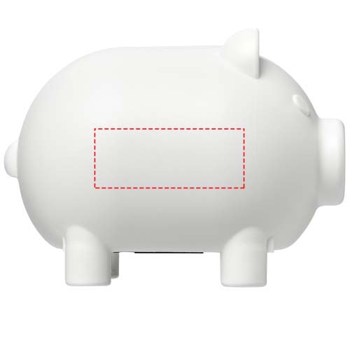 Oink pārstrādāta plastmasas krājkasīte: Logotipa izvietojums – izstrādājuma kreisā puse