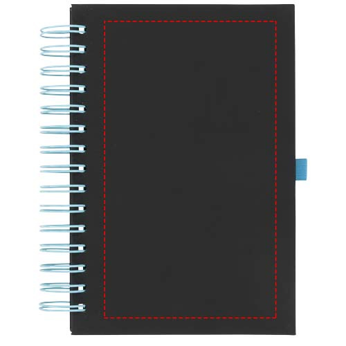 Carnet à spirale Wiro: Emplacement du logo – face avant du produit