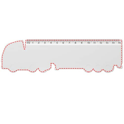 Tait 15 cm lorry-shaped recycled plastic ruler: Logo position – front of the product