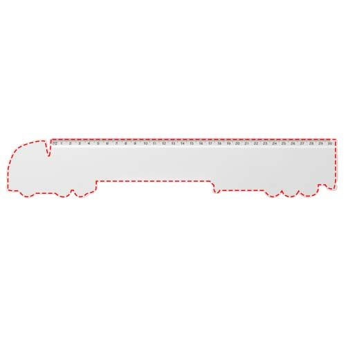 Tait 30cm lorry-shaped recycled plastic ruler: Logo position – front of the product