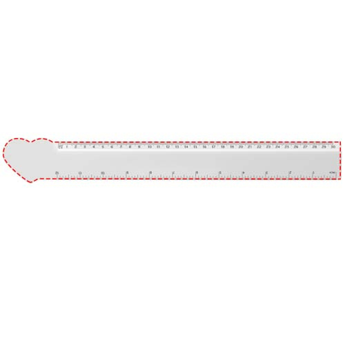 Tait 30 cm sirds formas otrreizējās plastmasas lineāls: Logotipa izvietojums – izstrādājuma priekšpuse