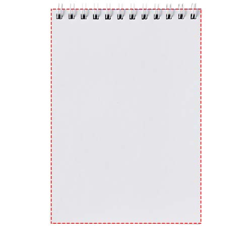 Desk-Mate® A4 notebook: Logo position – front: sheets, portrait orientation – spine: top