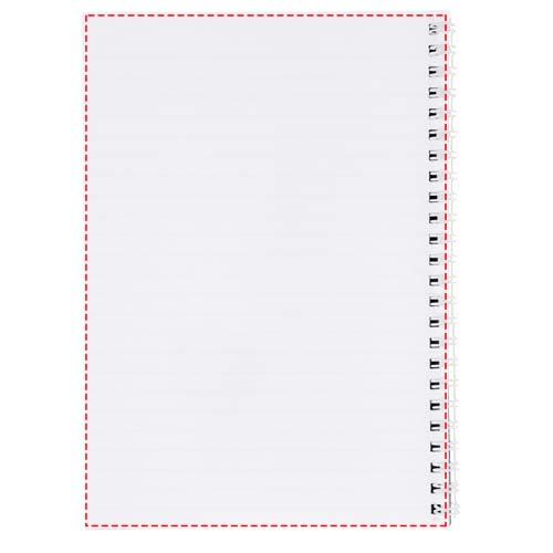 Desk-Mate® A4 notebook: Logo position – sheets, portrait orientation – spine: left side