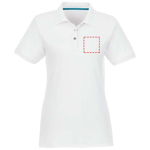 Beryl short sleeve women's organic recycled polo: Место нанесения логотипа – слева на груди