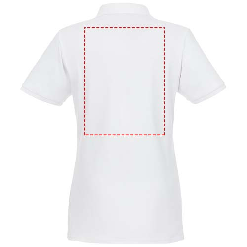Beryl short sleeve women's organic recycled polo: Место нанесения логотипа – верхняя часть спины