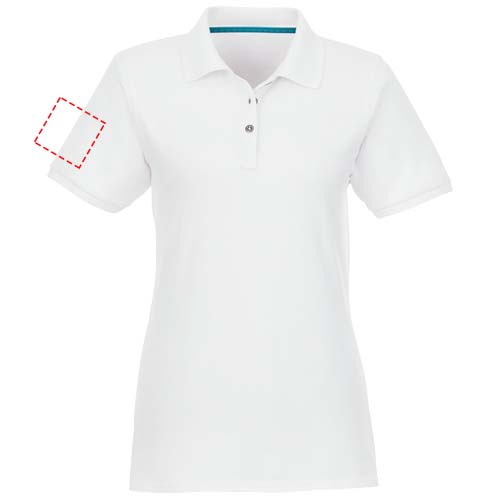 Beryl short sleeve women's organic recycled polo: Место нанесения логотипа – правый рукав в области плеча