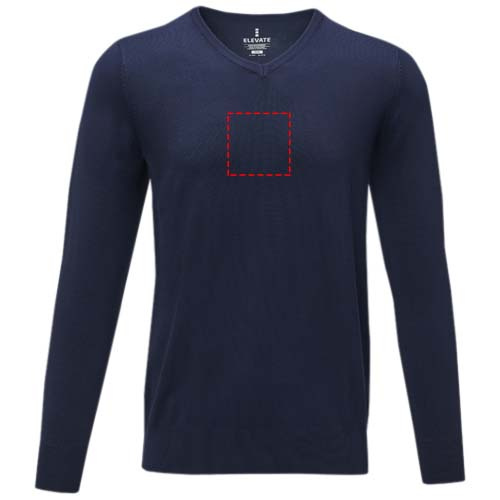 Pull homme à col V Stanton: Emplacement du logo – toute la face avant du vêtement