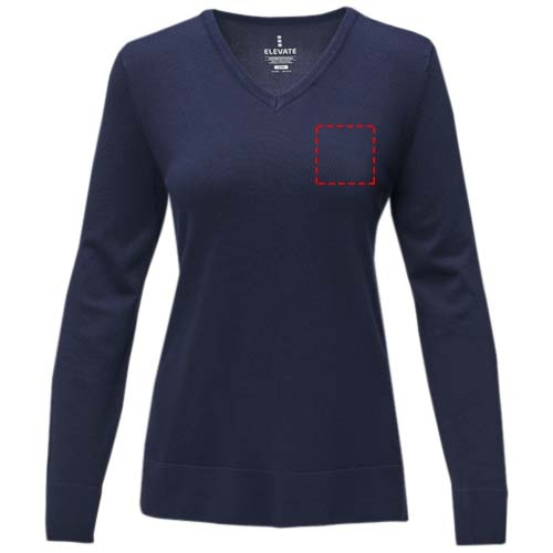 Pull femme à col V Stanton: Emplacement du logo – poitrine gauche