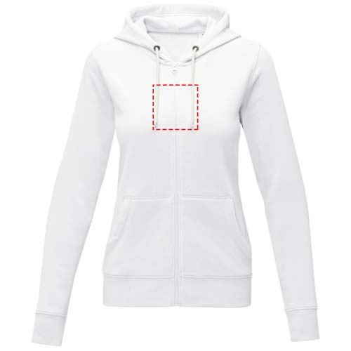 Theron Damen Kapuzenpullover mit Reißverschluss: Logoposition – gesamte Vorderseite des Kleidungsstücks