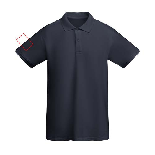Princas vyriškas polo trumpomis rankovėmis: Logotipo vieta – dešinė žasto sritis