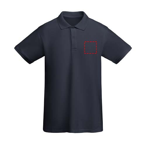 Princas vyriškas polo trumpomis rankovėmis: Logotipo vieta – kairė krūtinės pusė