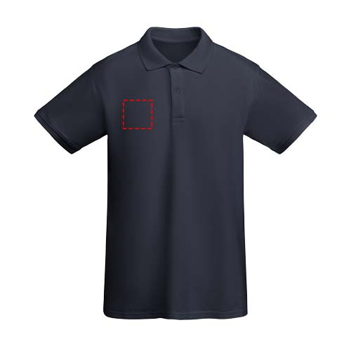 Princas vyriškas polo trumpomis rankovėmis: Logotipo vieta – dešinė krūtinės pusė
