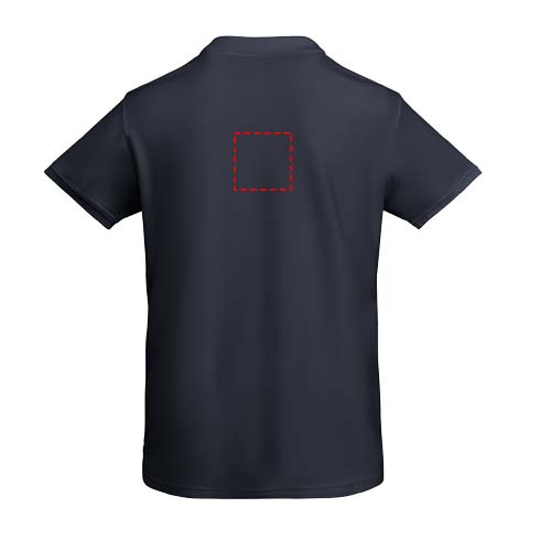 Princas vyriškas polo trumpomis rankovėmis: Logotipo vieta – viršutinė nugaros dalis