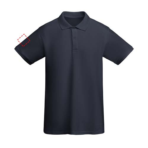 Princas vyriškas polo trumpomis rankovėmis: Logotipo vieta – dešinė žasto sritis