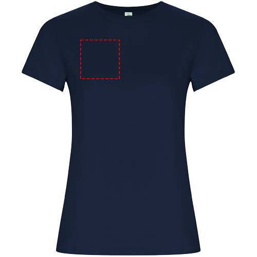 Golden kortärmad T-shirt för dam: Logotypens placering – höger bröst
