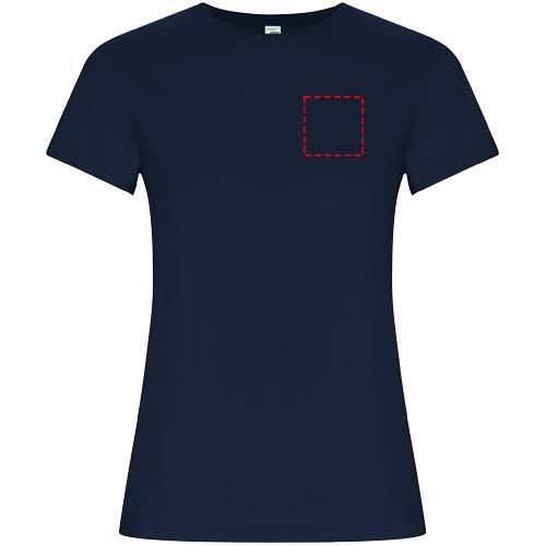 Golden kortärmad T-shirt för dam: Logotypens placering – vänster bröst