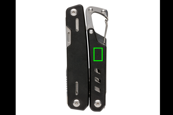 Solid multitool with carabiner: Logo position – right back of the product