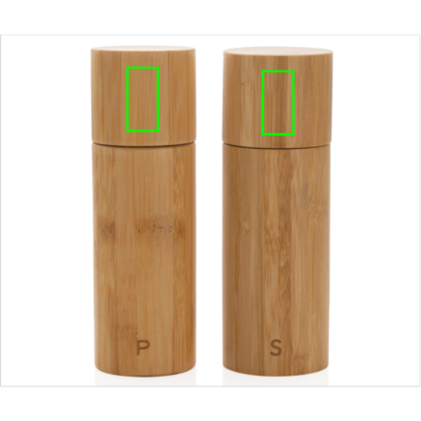Ukiyo bambu salt & peppar set: Logotypens placering – övre delen av produktens framsida