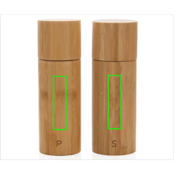 Ukiyo bambu salt & peppar set: Logotypens placering – nedre delen av produktens framsida