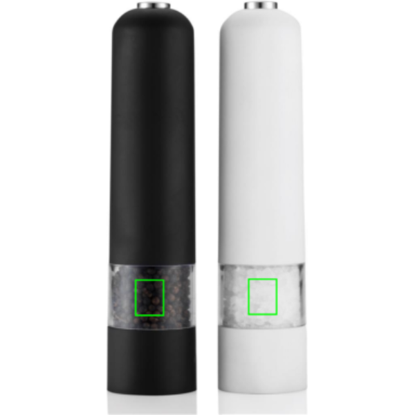 Electric pepper and salt mill set: Logo position – centre front of the product
