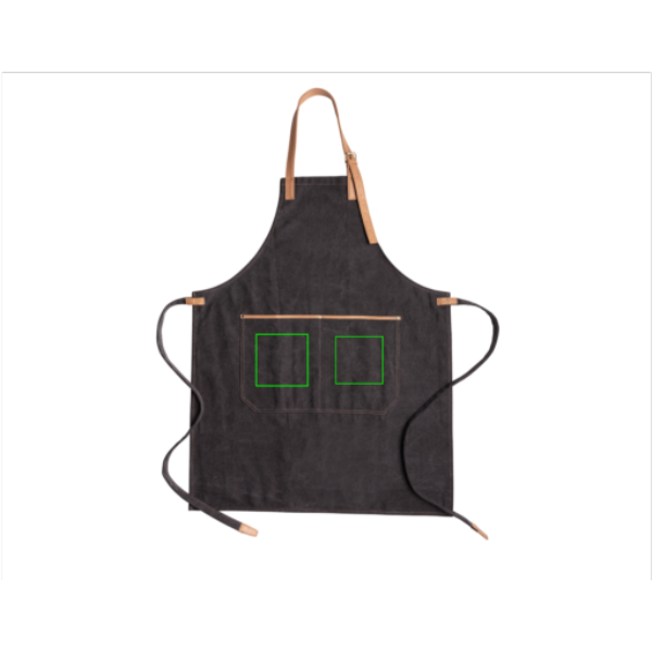 Tablier de chef haut de gamme en toile: Emplacement du logo – poche