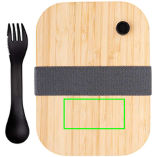 Lunch-Box aus Glas mit Bambusdeckel: Logoposition – Oberseite des Produkts