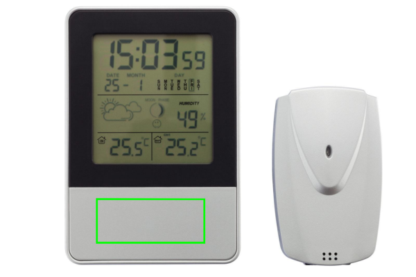 Indoor/outdoor weather station: Logo position – lower front of the product