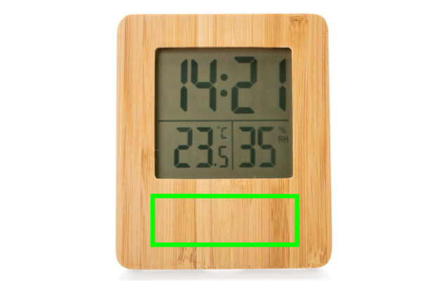 Bamboo weather station: Logo position – lower front of the product