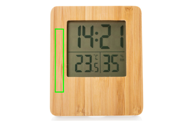Bamboo weather station: Logo position – left front of the product