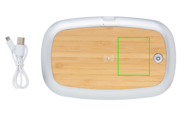 Rena UV-C steriliser box with 5W wireless charger: Logo position – upper-right area of the product