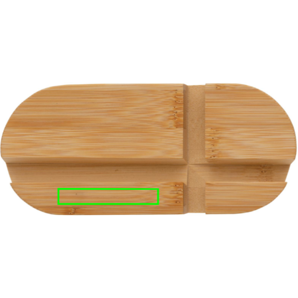 Bambusest tahvelarvuti ja telefonihoidik: Logo asukoht – toote alaosa vasak pool