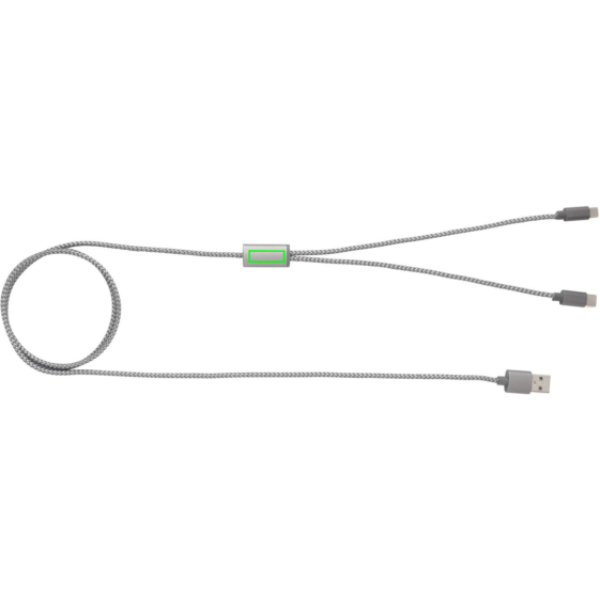 3-in-1 umwobenes Kabel: Logoposition – Rückseite des Produkts