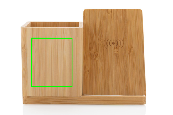 Calgary bamboo 10W wireless charger: Logo position – front of the product