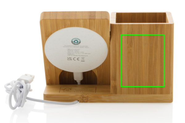 Calgary bamboo 10W wireless charger: Logo position – back of the product