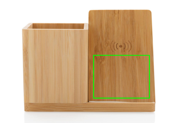 Calgary bamboo 10W wireless charger: Logo position – lower-right area of the product