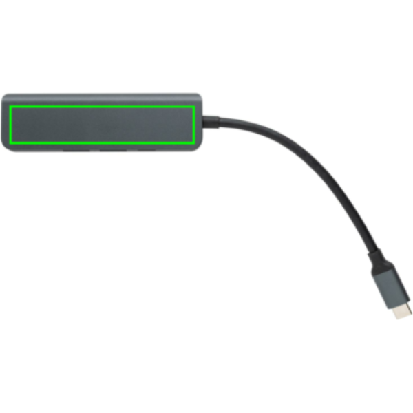 Terra hub med HDMI input i RCS återvunnen aluminium: Logotypens placering – produktens framsida