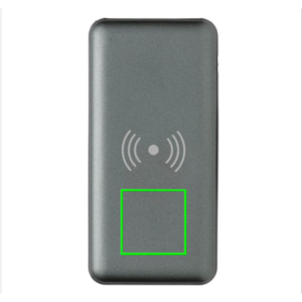 10.000 mAh Fast Charging 10W Wireless Powerbank with PD: Logo position – lower front of the product