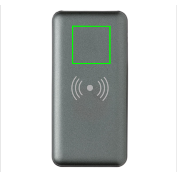 10.000 mAh Fast Charging 10W Wireless Powerbank with PD: Logo position – upper front of the product