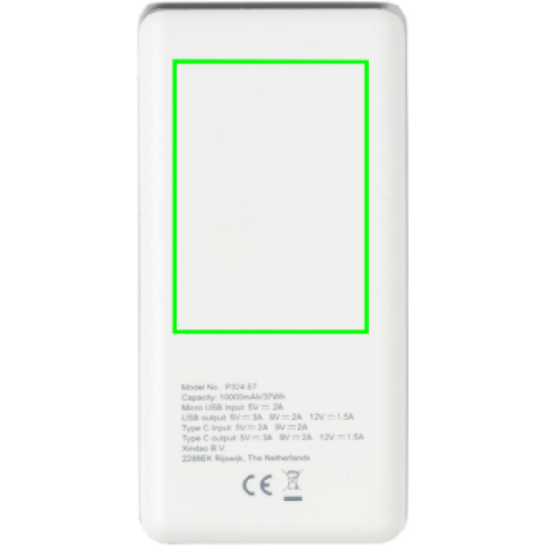 Ultraschnelle 10.000 mAh Powerbank mit PD: Logoposition – Rückseite des Produkts