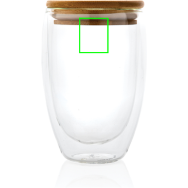 Double wall borosilicate glass with bamboo lid 350ml: Logo position – upper front of the product