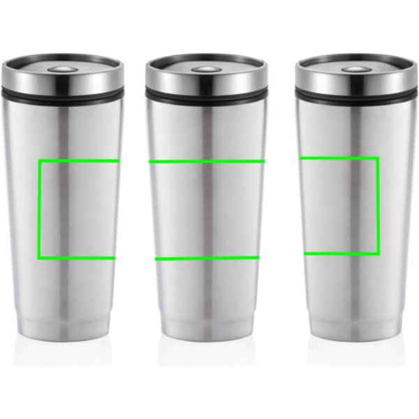 Läcksäker termosmugg: Logotypens placering – produkt