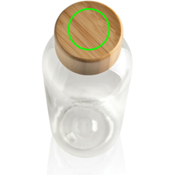 RCS RPET pudele ar bambusa vāku: Logotipa izvietojums – izstrādājuma augšdaļa