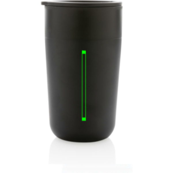 Mug avec anse en PP recyclé GRS et acier inoxydable: Emplacement du logo – produit