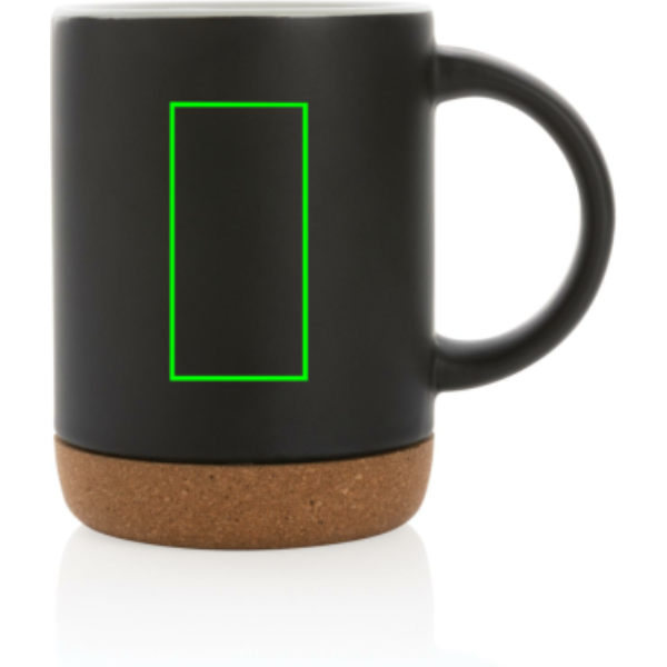 Keraminis puodelis su kamštiniu pagrindu 280ml: Logotipo vieta – gaminio priekinė pusė
