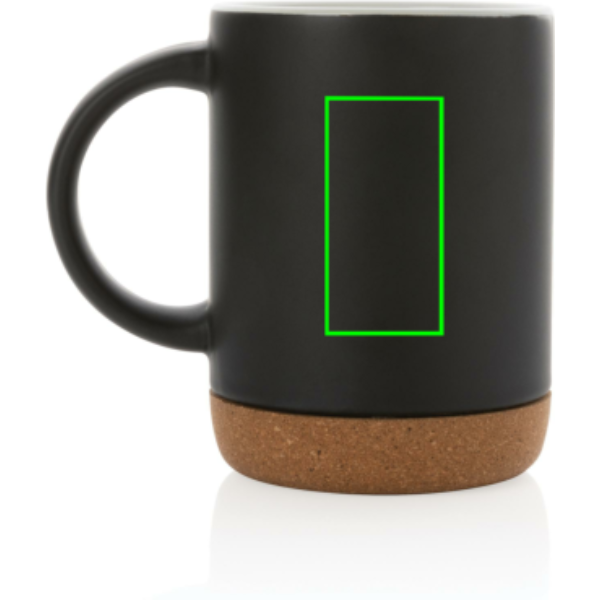 Keraminis puodelis su kamštiniu pagrindu 280ml: Logotipo vieta – gaminio galinė pusė