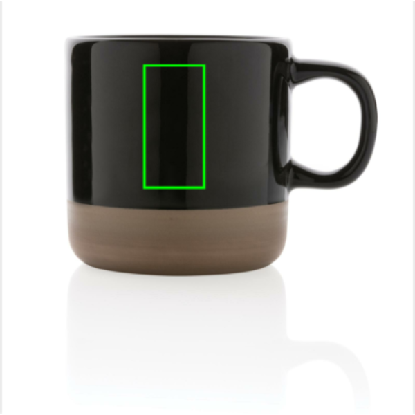 Becher aus glasierter Keramik, 360ml: Logoposition – Vorderseite des Produkts