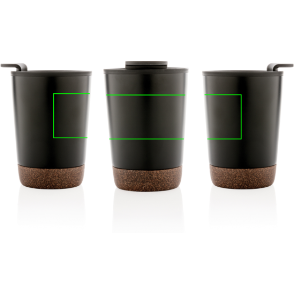 Taaskasutatud roostevabast terasest korgiga termokruus 300 ml logoga: Logo asukoht – toode