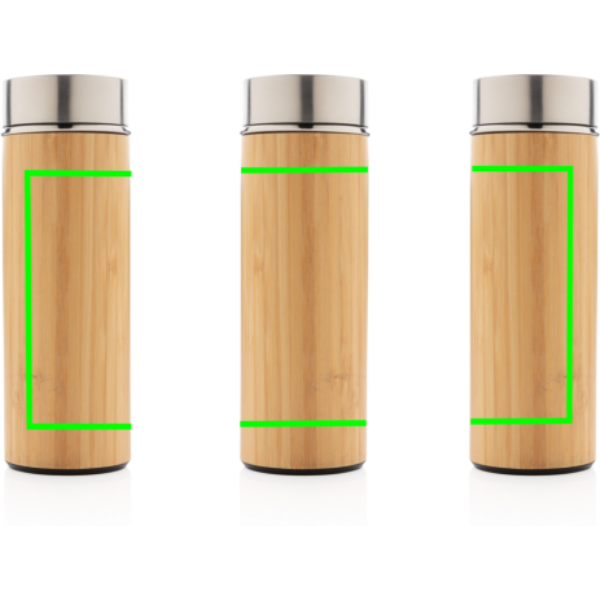 Gourde étanche isotherme sous vide en bambou: Emplacement du logo – produit